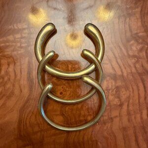 Parker Thatch Bubble Cuff Bracelets – Brass Stack Set (3: 2 Small + 1 Large)